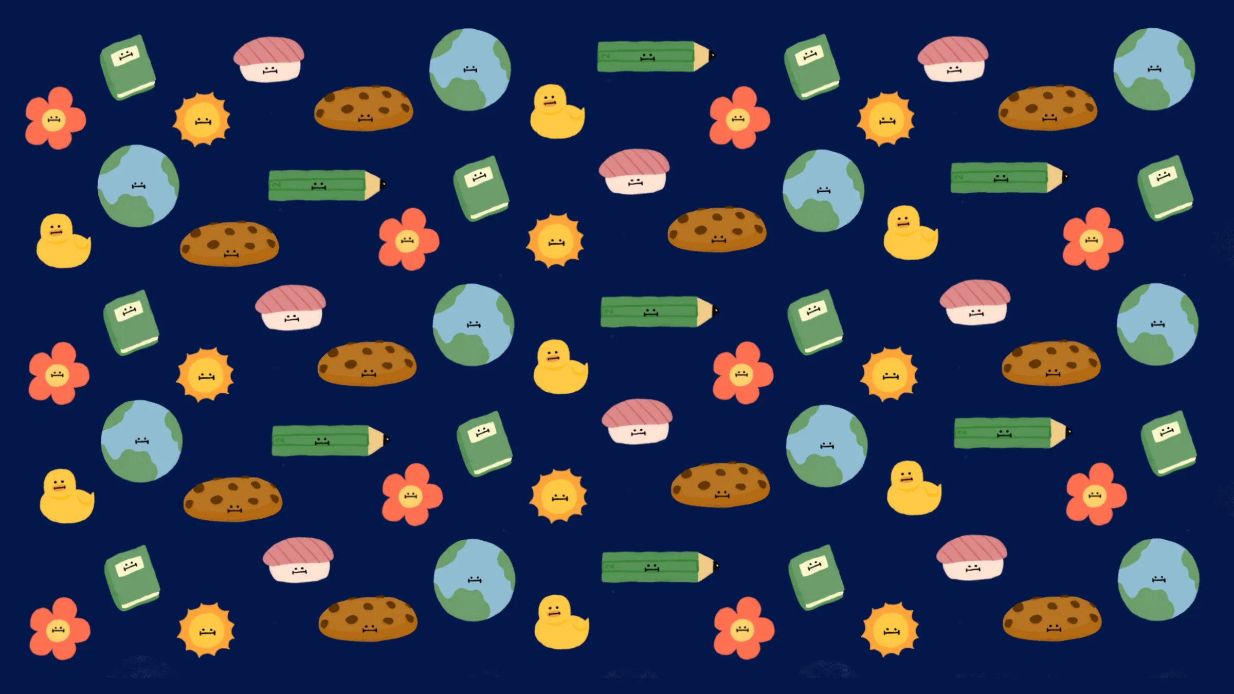 Decorative pattern illustration with whimsical elements
